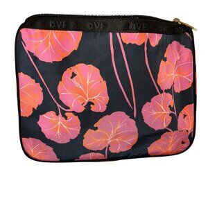 diane von furstenberg pink floral print large makeup zip pouch bag